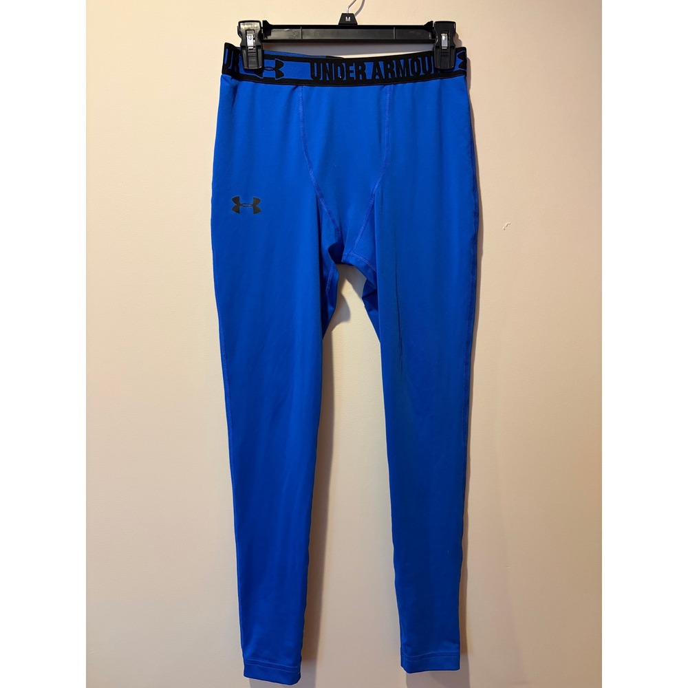 Mens Under Armour Blue Medium Compression Heat Gear Pants Winter Sporty Layering
